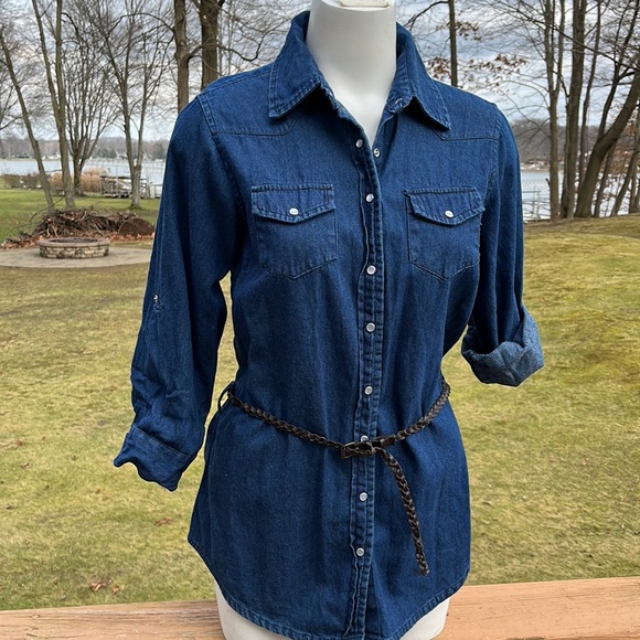 Denim snap-front shirt M-L - Picture 2 of 10
